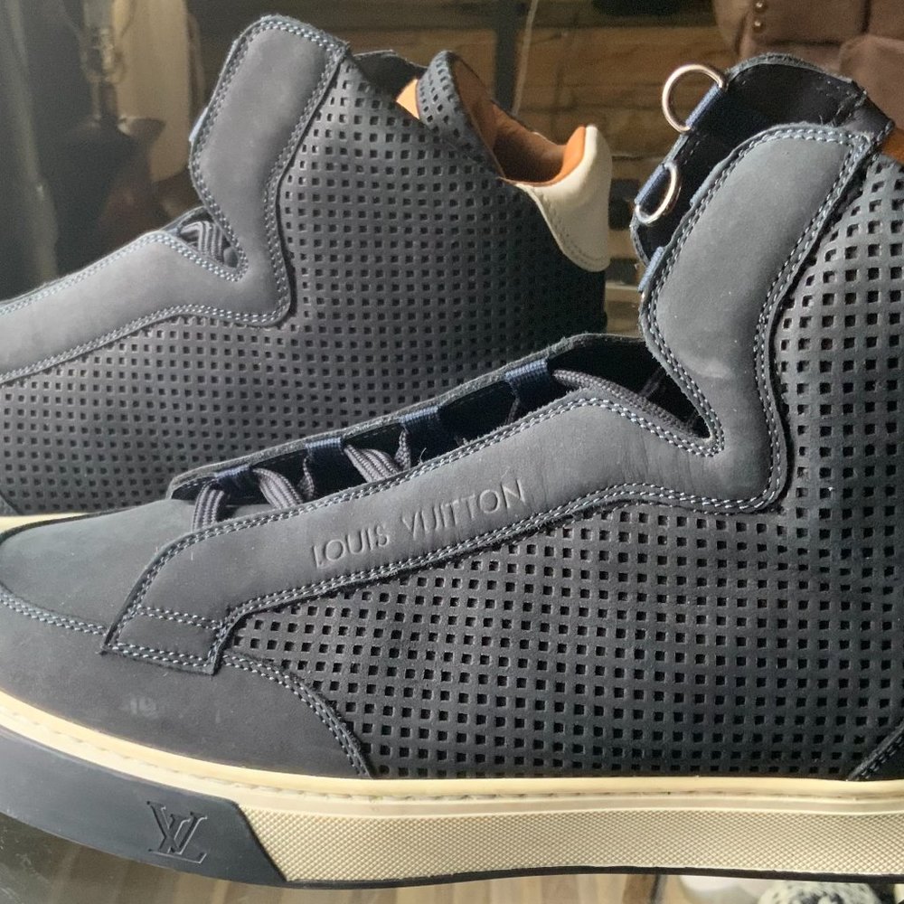Louis Vuitton Nubuck Speaker High Top Sneakers Marine Men